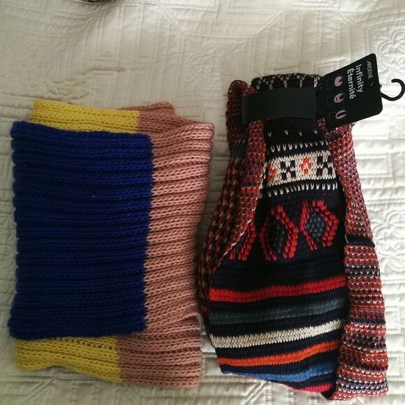 ARDENE Multicolored Colors Stripes Chunky Knit 2 Infinity Scarves NWT - Picture 11 of 11